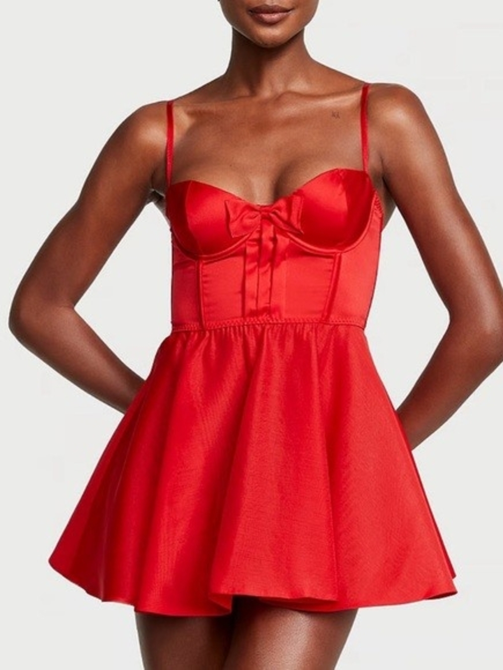 Victoria's Secret Red Bow Mini Bustier Dress